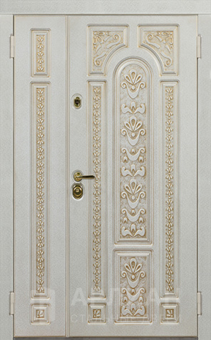 Фото «Входная стальная дверь с отделкой белого цвета с патиной №28»